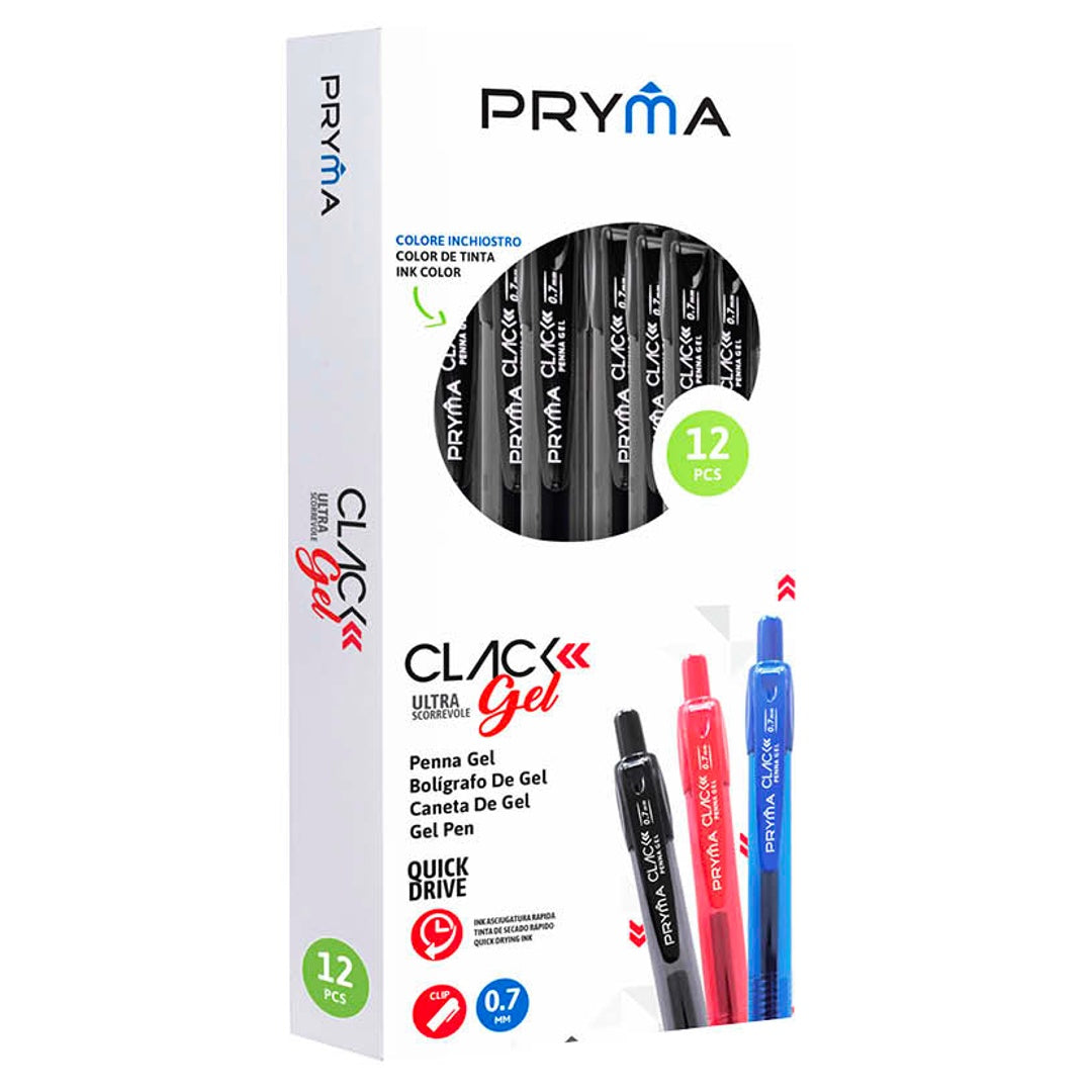 Pryma Penne a Sfera Nere 0.7 Mm Penne Sfera a Scatto Scrittura Fluida Inchiostro ad Asciugatura Rapida Adatto per Uso in Ufficio e Studio (12 Pezzi)