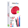 Pryma Penne a Sfera 0.7 mm Penne Sfera a Scatto Scrittura Fluida Inchiostro ad Asciugatura Rapida adatto per Uso in Ufficio e Studio (12 Pezzi) (Rosso)