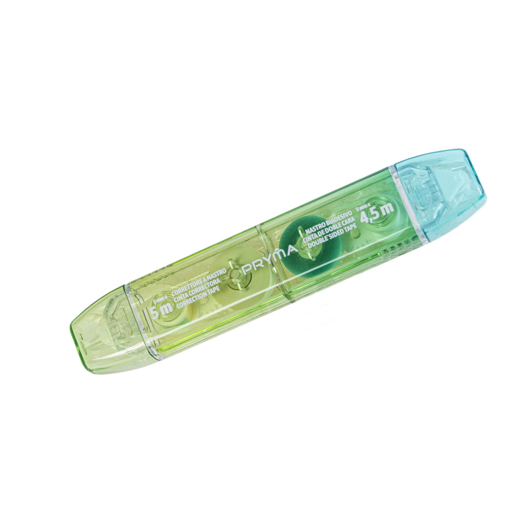 Correttore a Nastro 5mm x 5m e Nastro Biadesivo Permanente 5mm x 4.5m - Pryma