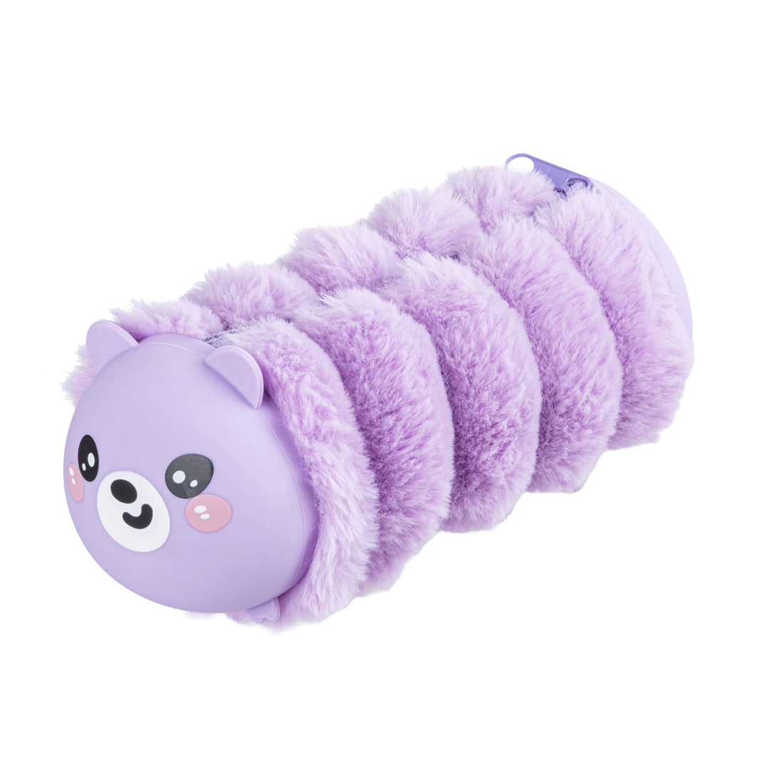 PRYMA Astuccio Peluche Kawaii – Design a Bruco Soffice, 25x8cm Viola – Portapenne Creativo e Morbido per Scuola, Cancell