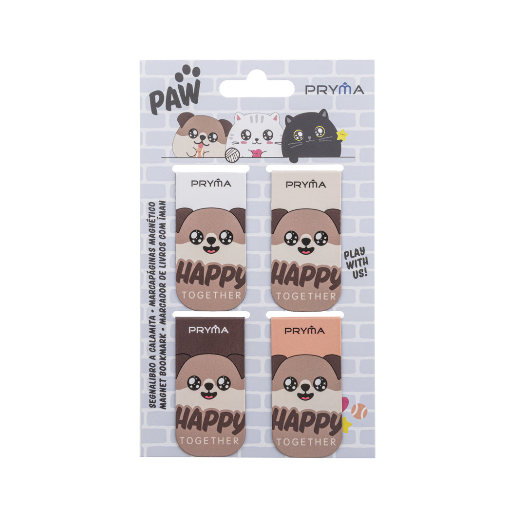 PRYMA Linea Paw Segnalibri a Calamita (Set da 4 Pezzi), 3.5x8cm – Segnapagina Magnetici Adorabili a Tema Cagnolino "Happ