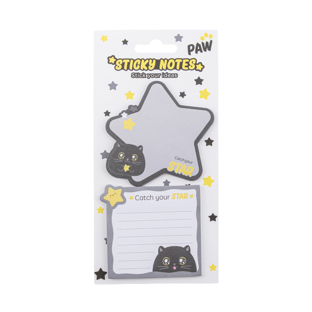 PRYMA Linea Paw Memo Stick e Foglietti Adesivi, 8x7.6cm (60 Fogli) – Blocchetto Note Sagomato a Cuore e Righe a Tema Gat