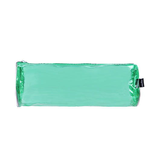 PRYMA Astuccio in PVC Trasparente, 21x8cm Verde – Portapenne Impermeabile e Resistente con Cerniera, Organizer Minimalis