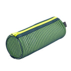 PRYMA Astuccio Cilindrico in Tessuto Mesh Giallo, 21x8cm – Portapenne a Tombolo con Cerniera Fluo, Organizer Traspirante