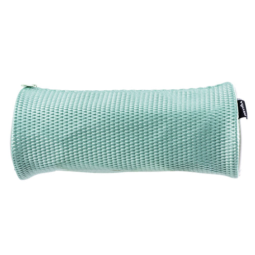PRYMA Astuccio Cilindrico in Tessuto Mesh Celeste, 22x8cm – Portapenne a Tombolo con Cerniera, Organizer Traspirante e C