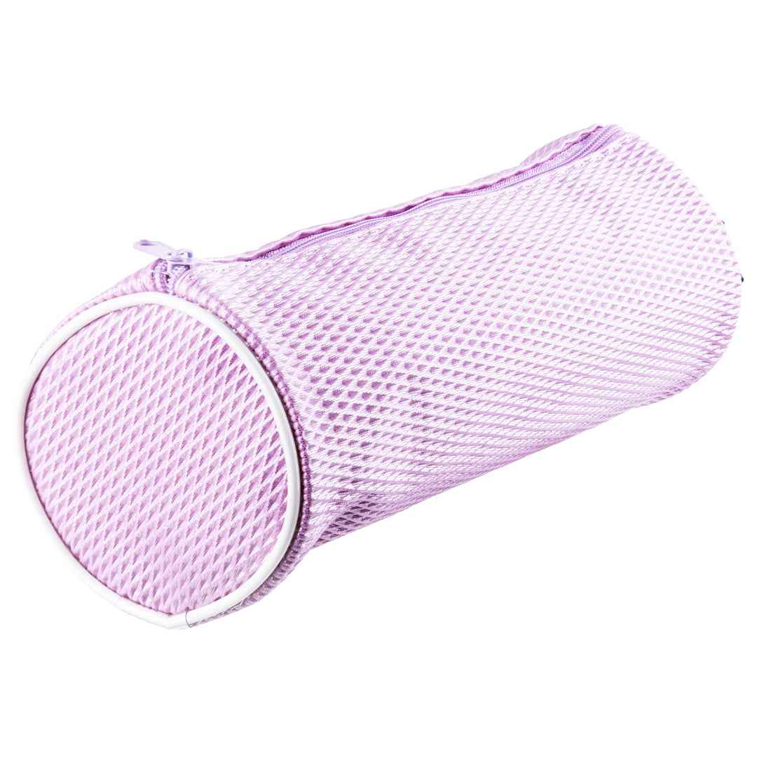 Astuccio Cilindrico in Tessuto Mesh Rosa – 22x8cm