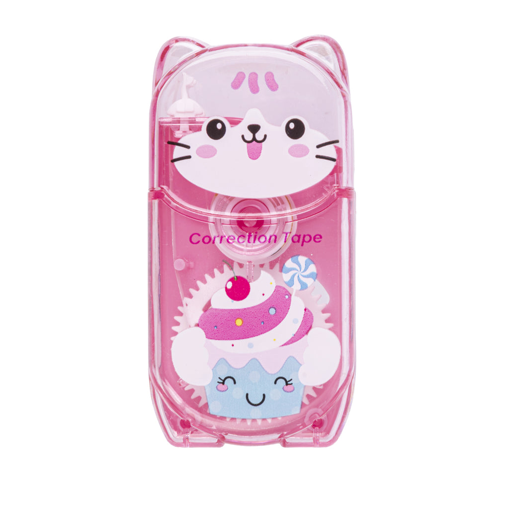 PRYMA Correttore a Nastro Kawaii Rosso (Gattino), 5mm x 5m – Bianchetto a Nastro Compatto e Coprente, Mini Correttore Ro