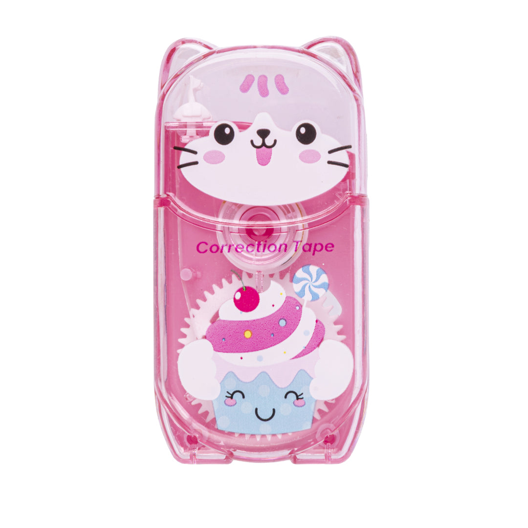 PRYMA Correttore a Nastro Kawaii Rosso (Gattino), 5mm x 5m – Bianchetto a Nastro Compatto e Coprente, Mini Correttore Ro