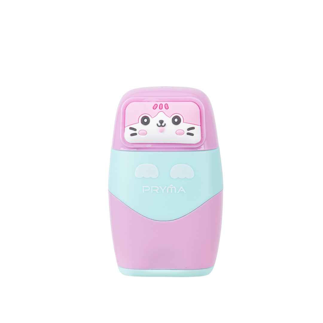 Gomma e Temperino 2 Fori Kawaii Rosa (Gattino)