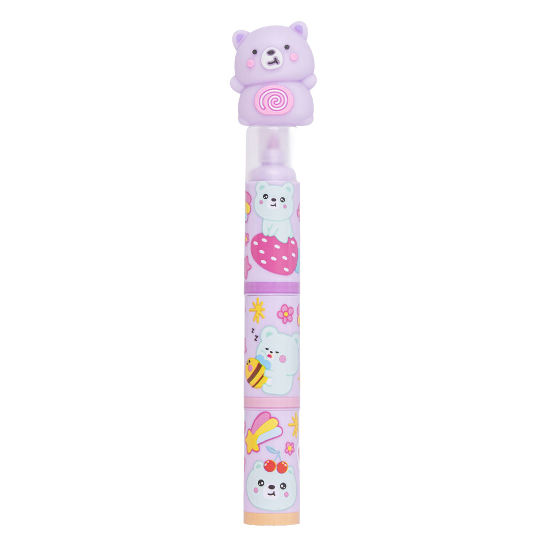 PRYMA Evidenziatore Kawaii Lilla (Orsetto), 13.2 x 1.2 cm – Pennarello Evidenziatore con Simpatico Personaggio 3D per Sc