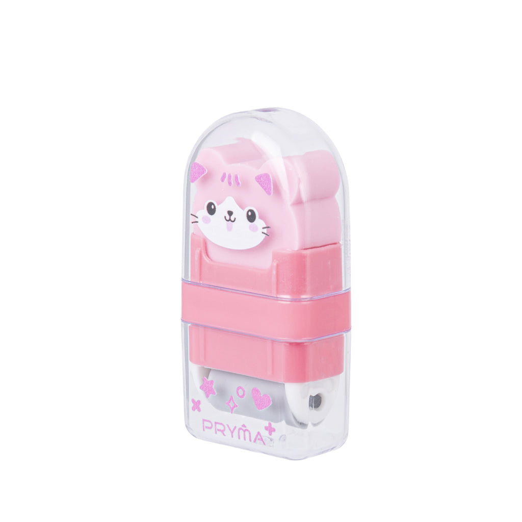 Gomma e Rullo Raccoglipelucchi Kawaii Rosa (Gattino) - Pryma
