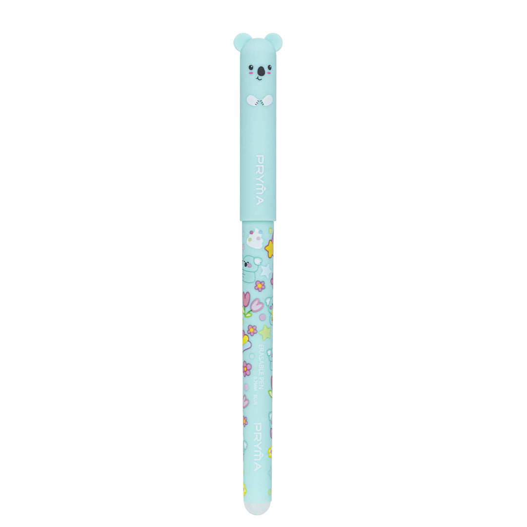 PRYMA Penna Cancellabile Kawaii Azzurro (Koala), Tratto 0.7mm – Penna Gel Inchiostro Termosensibile con Cappuccio 3D, Ar