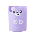 PRYMA Portapenne da Scrivania Kawaii Viola (Orsetto), 7.5 x 10.5 cm – Organizer Portapenne per Cameretta, Contenitore Po