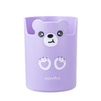 PRYMA Portapenne da Scrivania Kawaii Viola (Orsetto), 7.5 x 10.5 cm – Organizer Portapenne per Cameretta, Contenitore Po