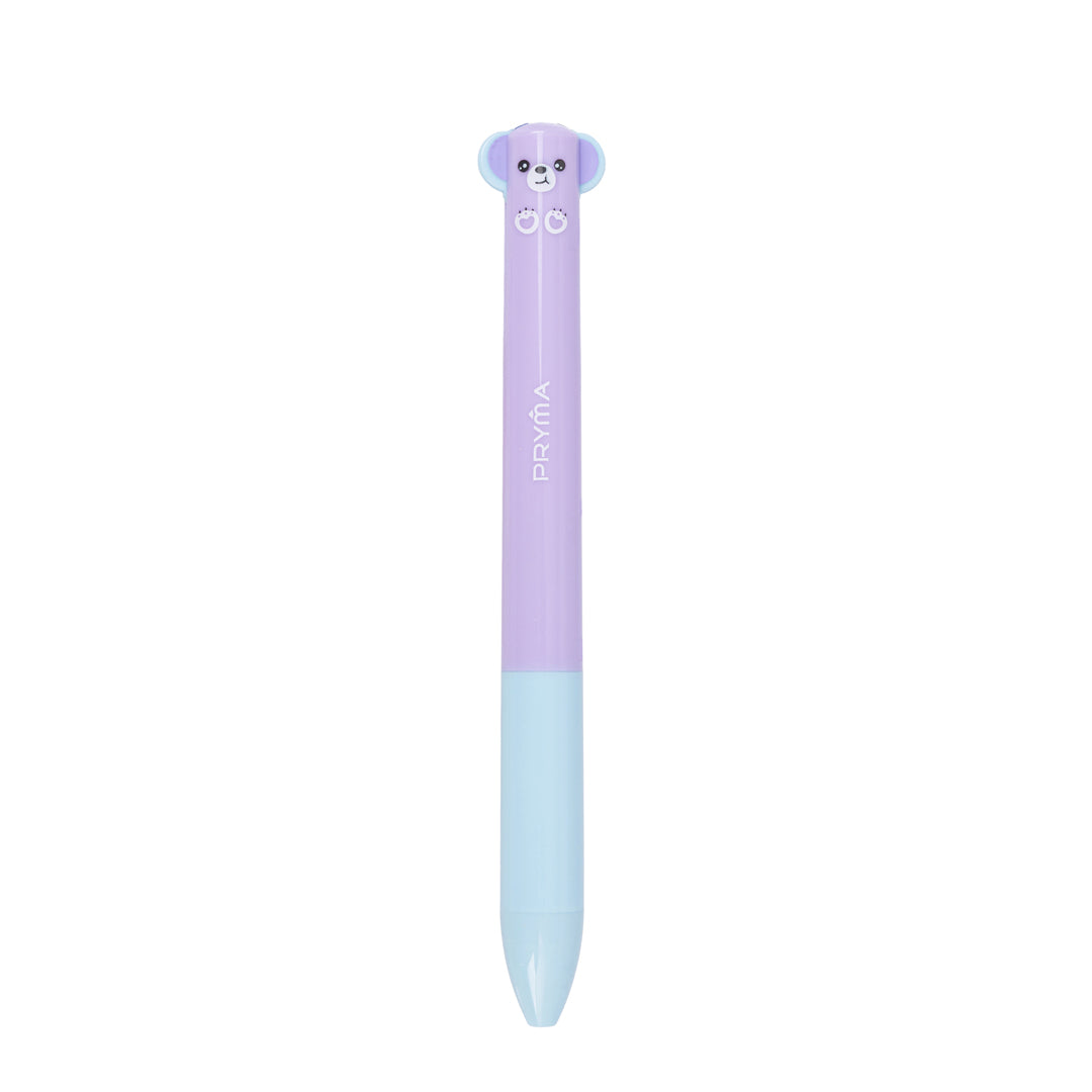 PRYMA Penna a Sfera Bicolor Kawaii Viola e Azzurro (Orsetto Koala), Tratto 0.7mm – Penna Multifunzione Colorata Doppia T