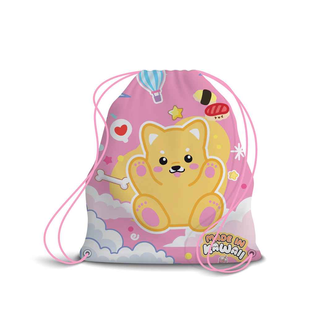 Zaino a Sacco Kawaii Giallo e Rosa (Cagnolino)