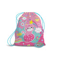 PRYMA Zaino a Sacco Kawaii Azzurro e Rosa (Gattino), 25 x 35 cm – Sacchetta Coulisse Portascarpe e Cambio per Asilo, Scu