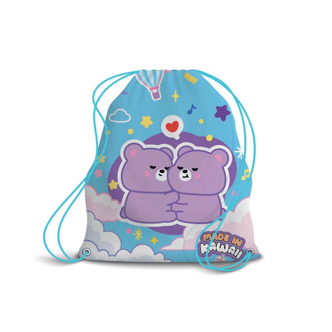 Zaino a Sacco Kawaii Viola e Azzurro (Orsetto)