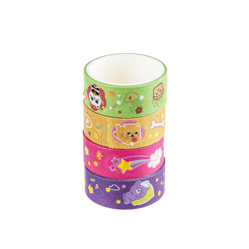 Set 4 Pezzi Nastro Adesivo in Carta Kawaii, 1.5 cmx2 m - Pryma