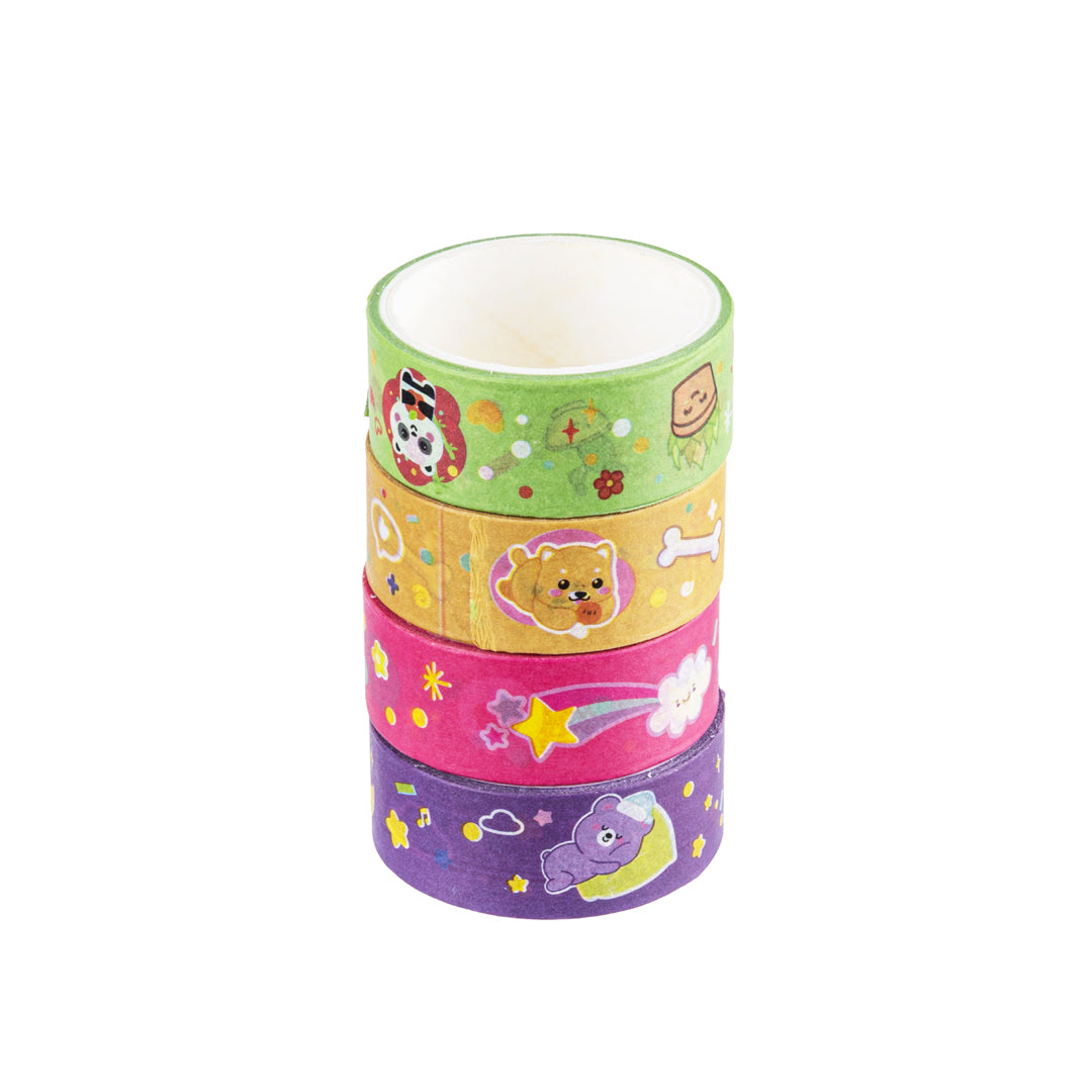 Set 4 Pezzi Nastro Adesivo in Carta Kawaii, 1.5 cmx2 m - Pryma