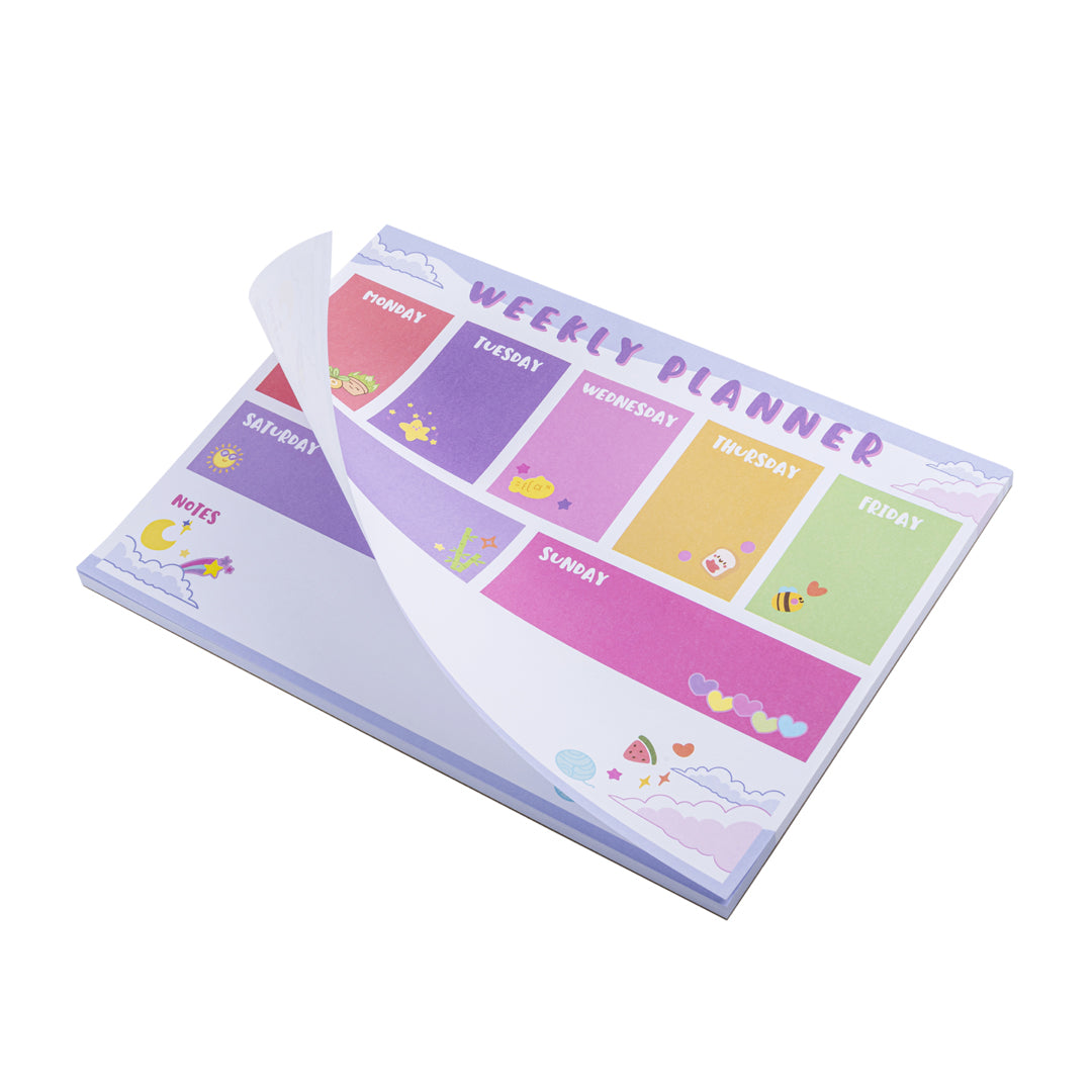 Planner Settimanale Kawaii, Formato A4, 80 Fogli - Pryma