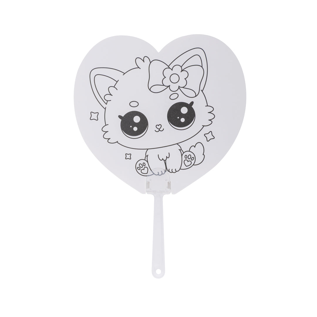 Junior Joy Set 2 Ventagli da Colorare per Bambini, Altezza 17 cm – Forma Cuore Coniglietto - Pryma