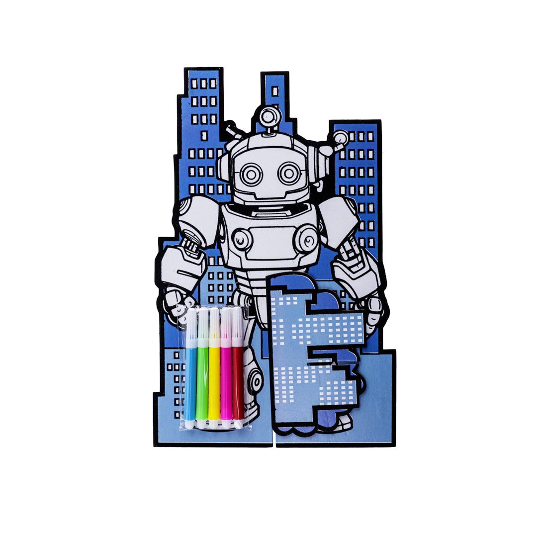 Junior Joy Velvet Art Disegno con Velluto a Rilievo per Bambini – Robot Futurista - Pryma
