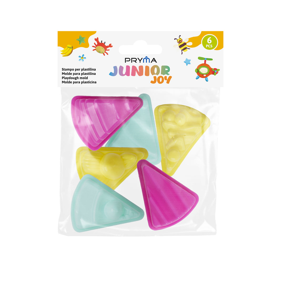 PRYMA Junior Joy Set 6 Pezzi Stampi per Plastilina e Pasta Modellabile per Bambini – Formine Rigide 3D Fette di Torta e 