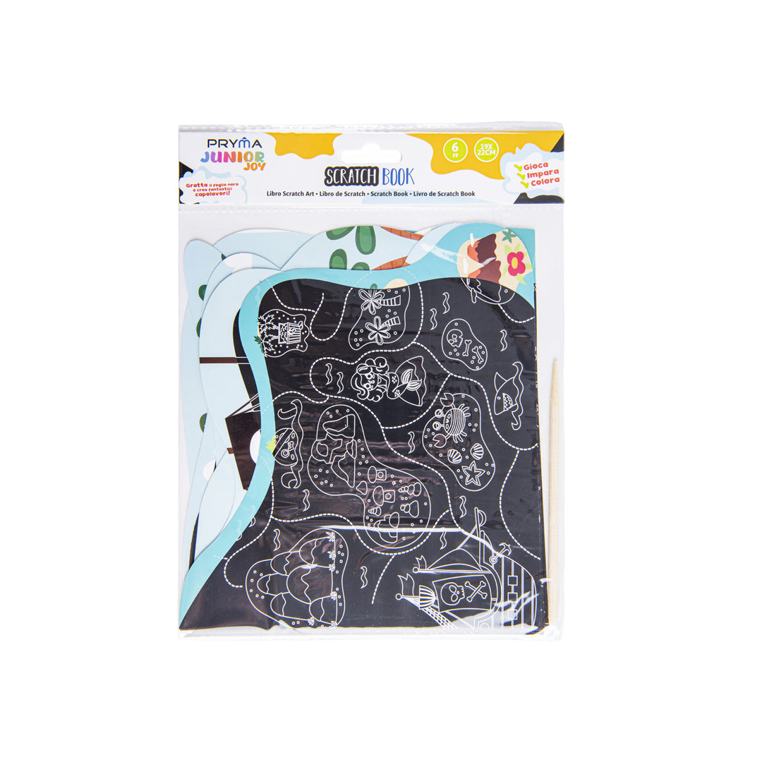 PRYMA Junior Joy Scratch Book per Bambini, 19 x 22 cm – Album Magico da Grattare 6 Fogli Sagomati Tema Pirati dei Sette 