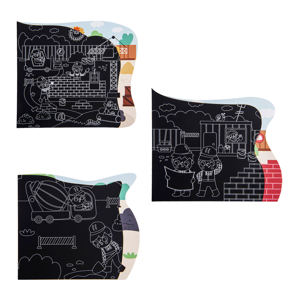 Junior Joy Scratch Book per Bambini – Sagomate Veicoli Cantiere - Pryma