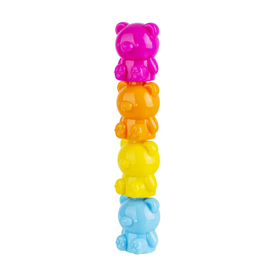 Glow Pop Set Evidenziatori per Bambini a Forma di Orsetto Componibili, 4 Colori Fluorescenti Impilabili - Pryma