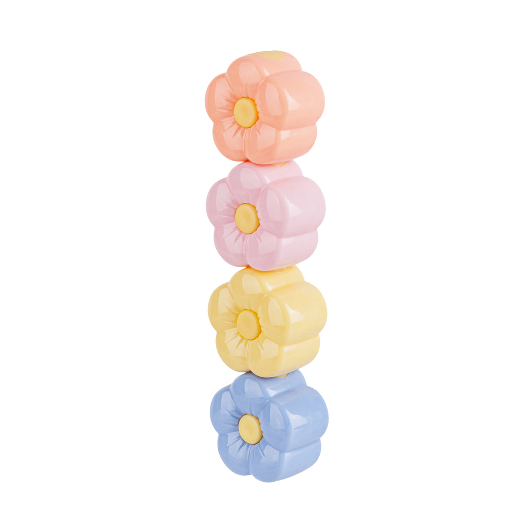 Glow Pop Set Evidenziatori per Bambini a Forma di Fiore Componibili, 4 Colori Pastello e Neon Impilabili - Pryma