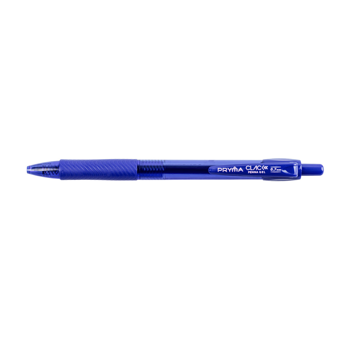 Clack Set 5 Penne Gel Blu a Scatto, Punta Media 0.7 mm - Pryma