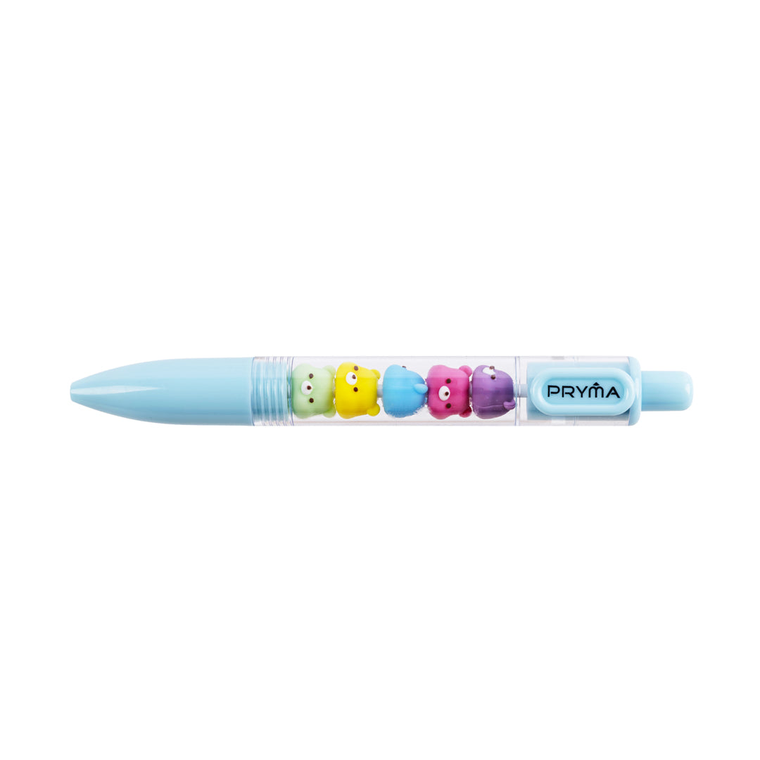 PRYMA Penna a Sfera Retrattile Azzurro Pastello con Dettagli Orsetti Multicolore, Punta Media 1.0 mm – Penna ad Inchiost
