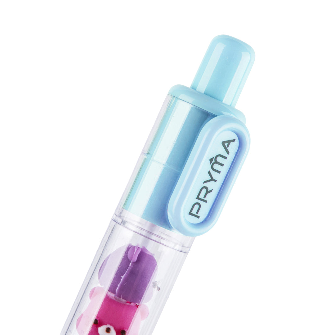 Penna a Sfera Retrattile Azzurro Pastello con Dettagli Orsetti Multicolore, Punta Media 1.0 mm - Pryma