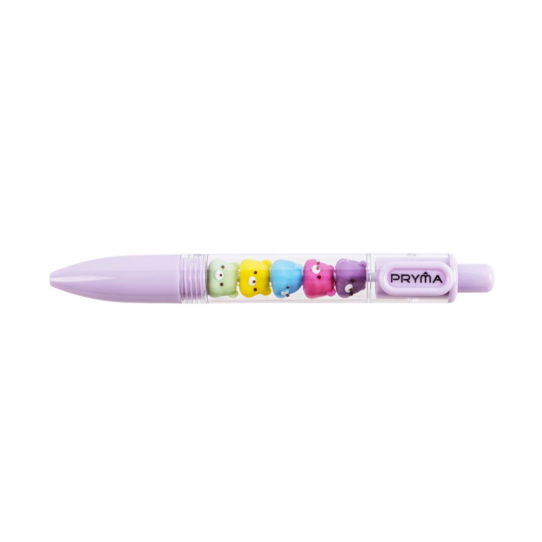 PRYMA Penna a Sfera Retrattile Lilla con Dettagli Orsetti Multicolore, Punta Media 1.0 mm – Penna ad Inchiostro Fluido p