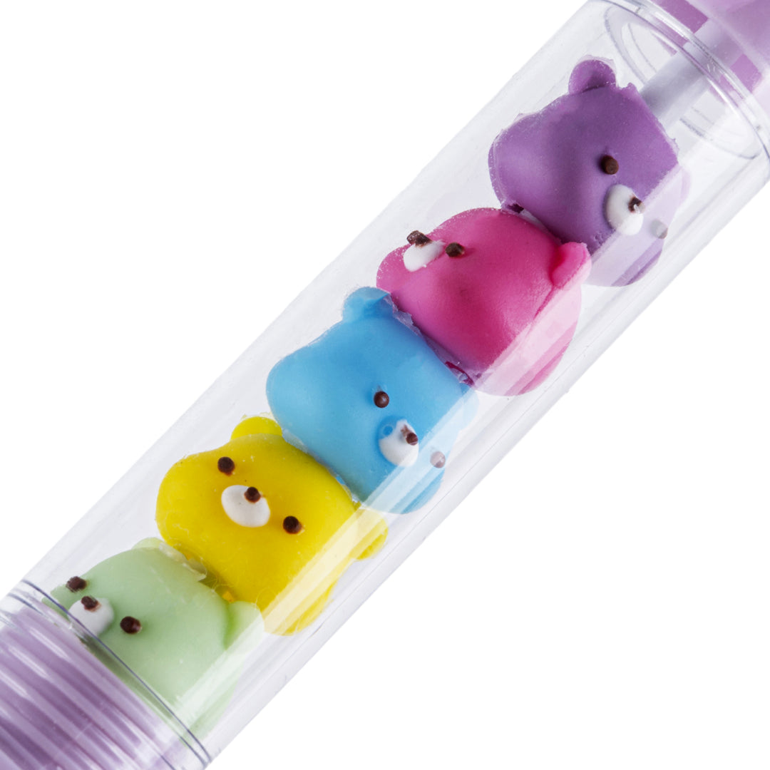 Penna a Sfera Retrattile Lilla con Dettagli Orsetti Multicolore, Punta Media 1.0 mm - Pryma