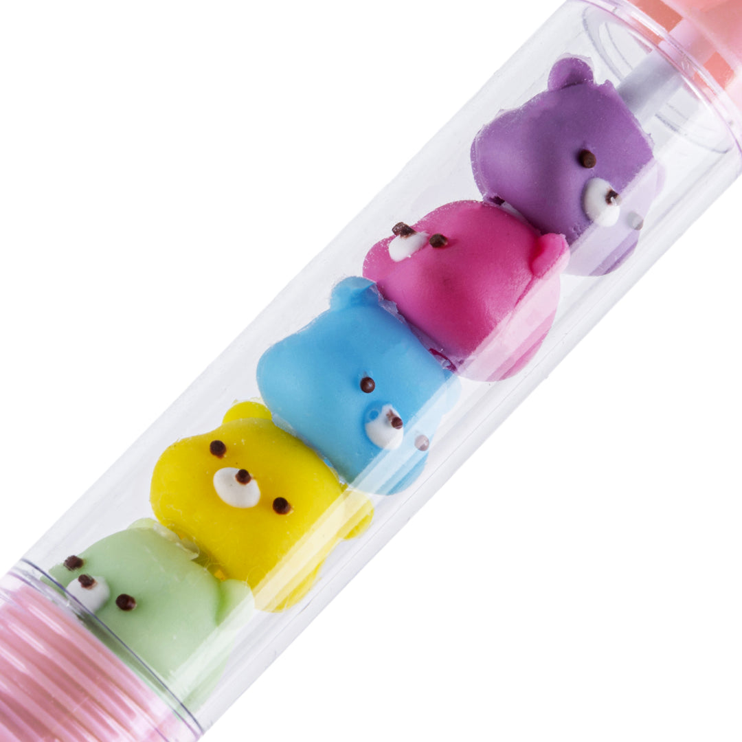 Penna a Sfera Retrattile Rosa Pastello con Dettagli Orsetti Multicolore, Punta Media 1.0 mm - Pryma