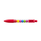 PRYMA Penna a Sfera Retrattile Rosso Vivace con Sfere Multicolore Interni, Punta Media 1.0 mm – Penna ad Inchiostro Flui