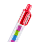 Penna a Sfera Retrattile Rosso Vivace con Sfere Multicolore Interni, Punta Media 1.0 mm - Pryma
