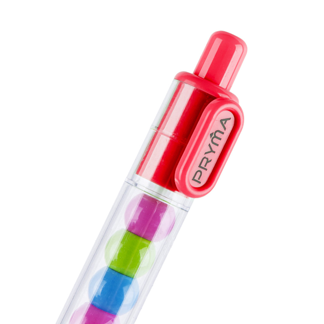 Penna a Sfera Retrattile Rosso Vivace con Sfere Multicolore Interni, Punta Media 1.0 mm - Pryma