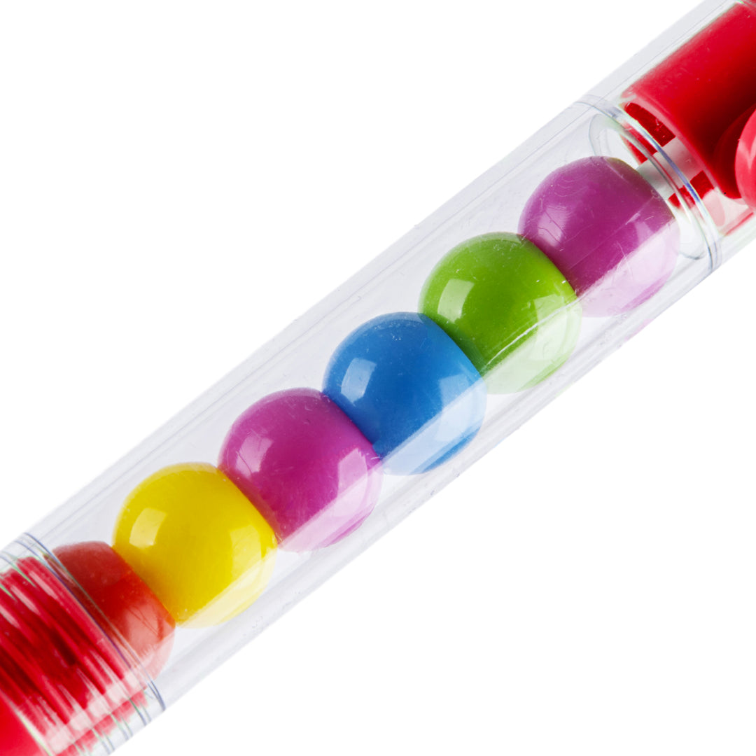 Penna a Sfera Retrattile Rosso Vivace con Sfere Multicolore Interni, Punta Media 1.0 mm - Pryma