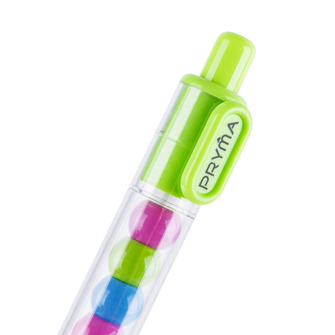 Penna a Sfera Retrattile Verde Lime con Sfere Multicolore Interni, Punta Media 1.0 mm - Pryma