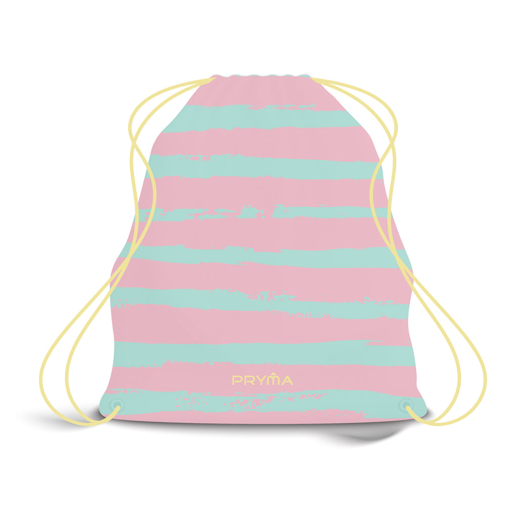 Zaino Sacco con Corde – Righe Orizzontali Rosa - Pryma
