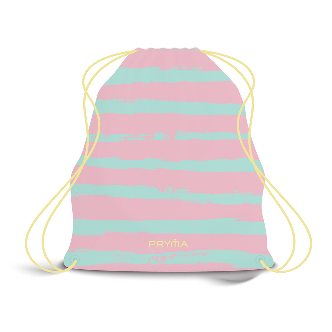 Zaino Sacco con Corde – Righe Orizzontali Rosa - Pryma