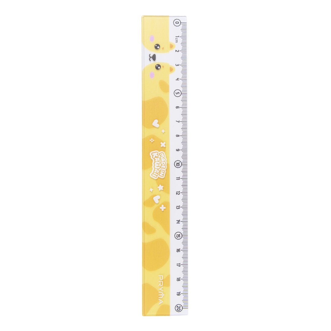 PRYMA Linea Kawaii Righello 20 cm Giallo – Riga per Scuola e Disegno in Plastica Resistente, Strumento di Misurazione pe