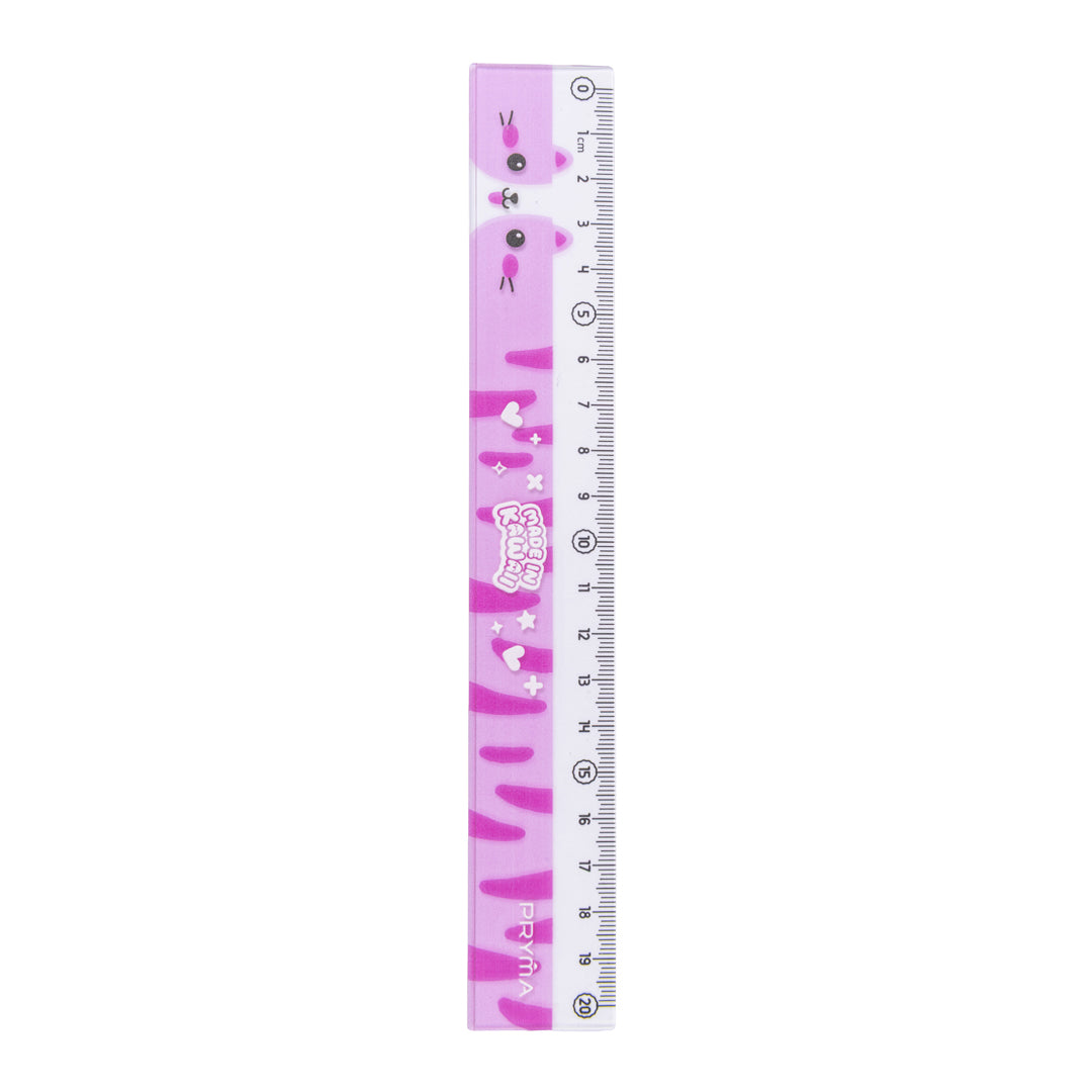 PRYMA Linea Kawaii Righello 20 cm Rosa – Riga per Scuola e Disegno in Plastica Resistente, Strumento di Misurazione per 