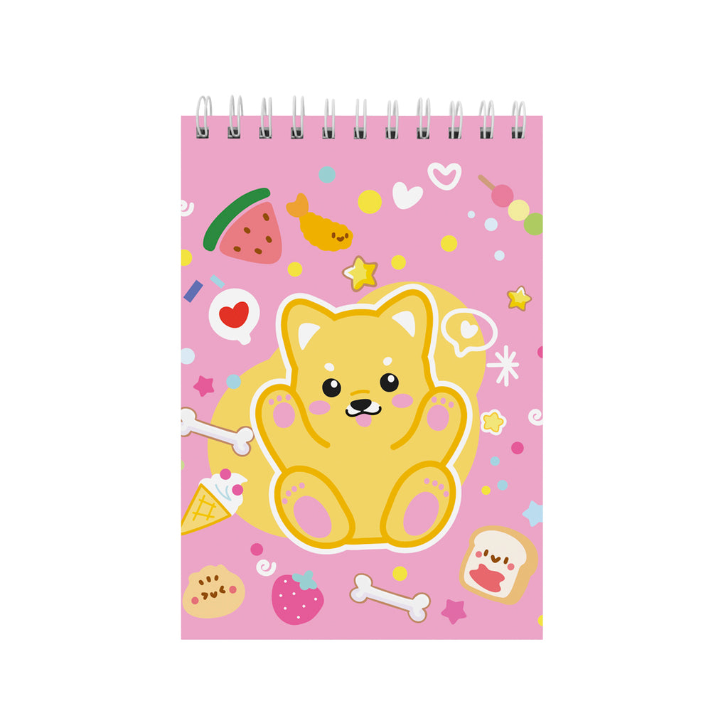 Pryma Set 2 Quaderni ad Anelli A5 Kawaii – 70 Fogli Rigatura 1R per Scuola, Grafica Cagnolino Giallo