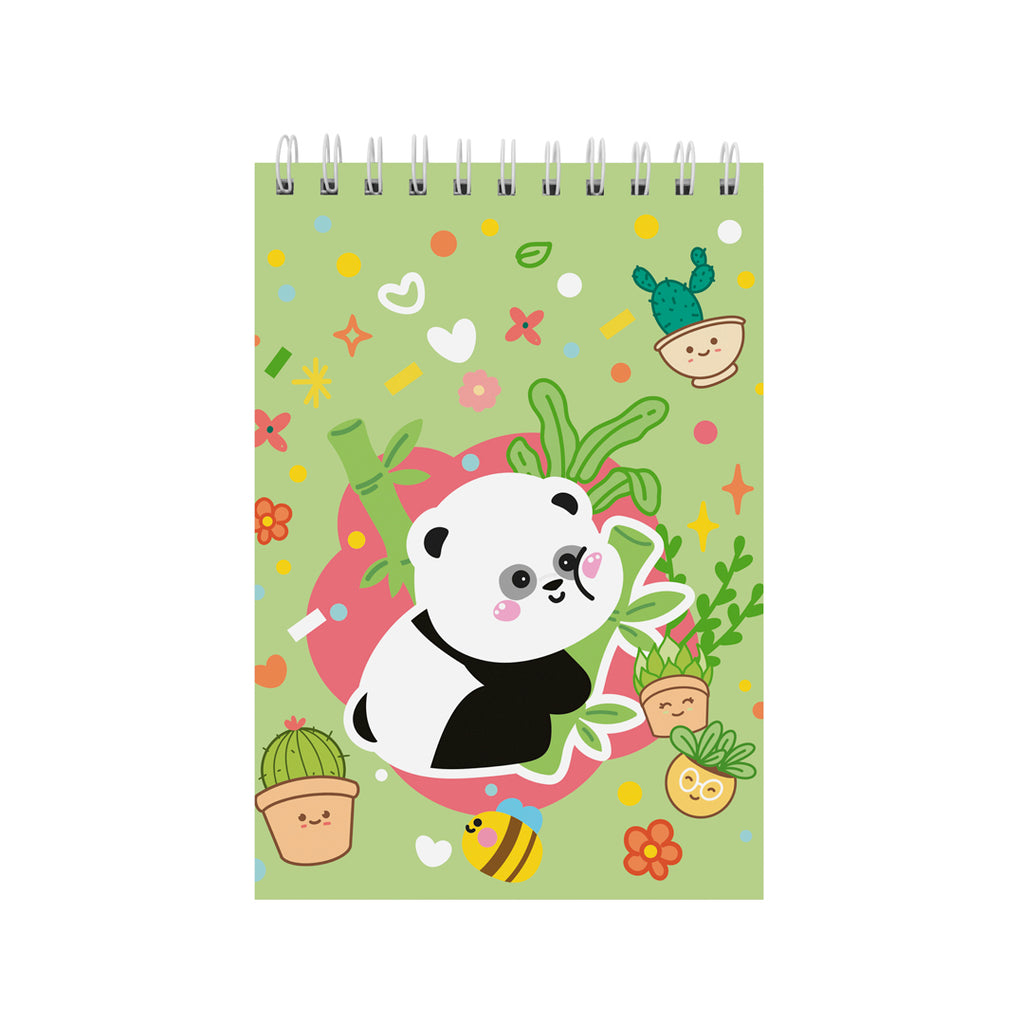 Pryma Set 2 Quaderni ad Anelli A5 Kawaii – 70 Fogli Rigatura 1R per Scuola, Grafica Panda