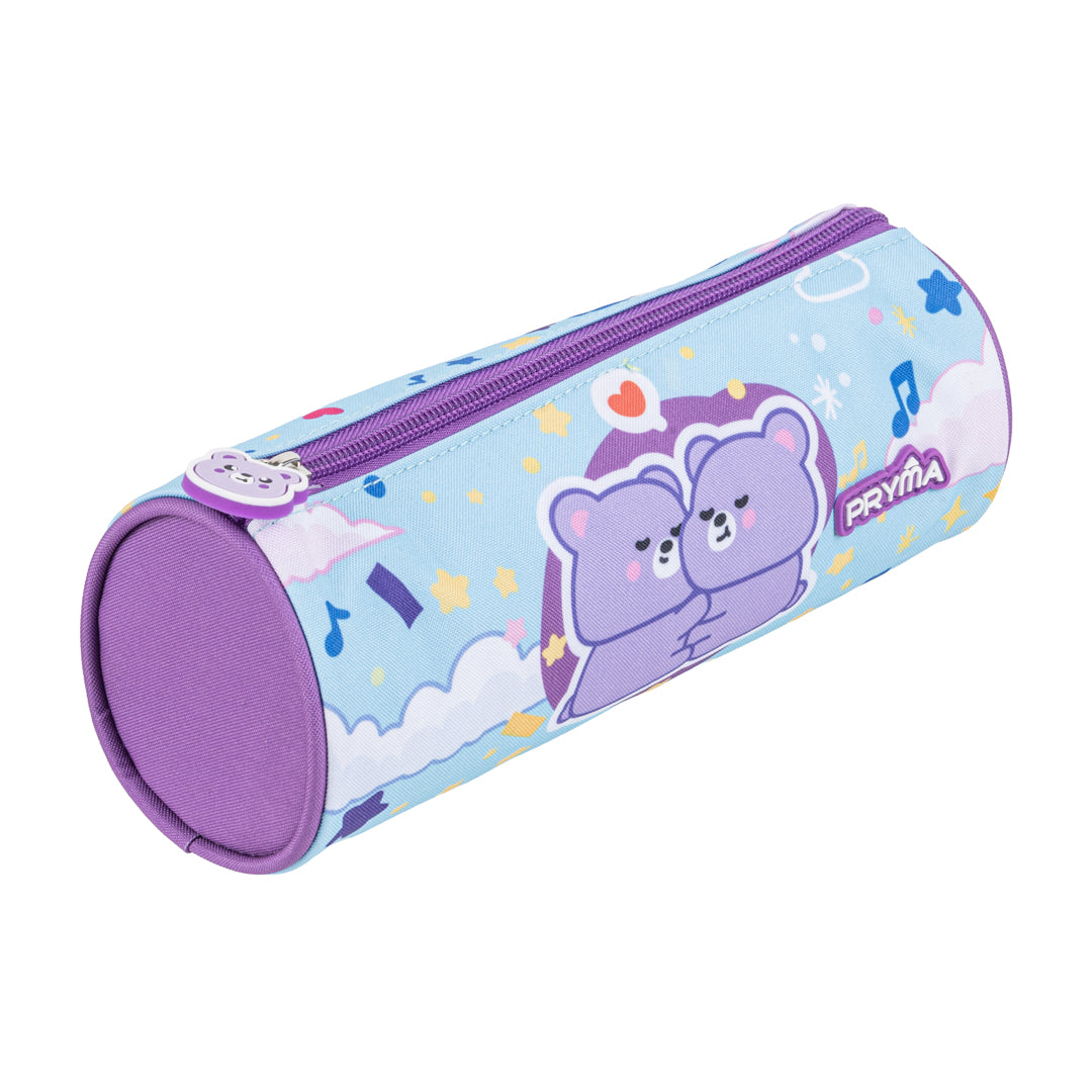 Pryma Astuccio Tombolino Portapenne Kawaii 22x8cm – Cilindrico per Scuola, Orsetti Sfondo Azzurro